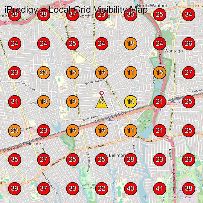 iProdigy GeoGrid visibility map for Mobile Phone Repair Shop in Wantagh